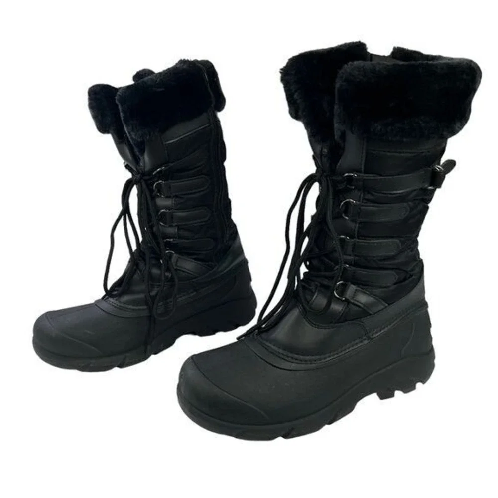 Dream Pairs Tapanz-1‎ Winter Boots Black Thinsulate Faux Fur Snow Hiking Women 8